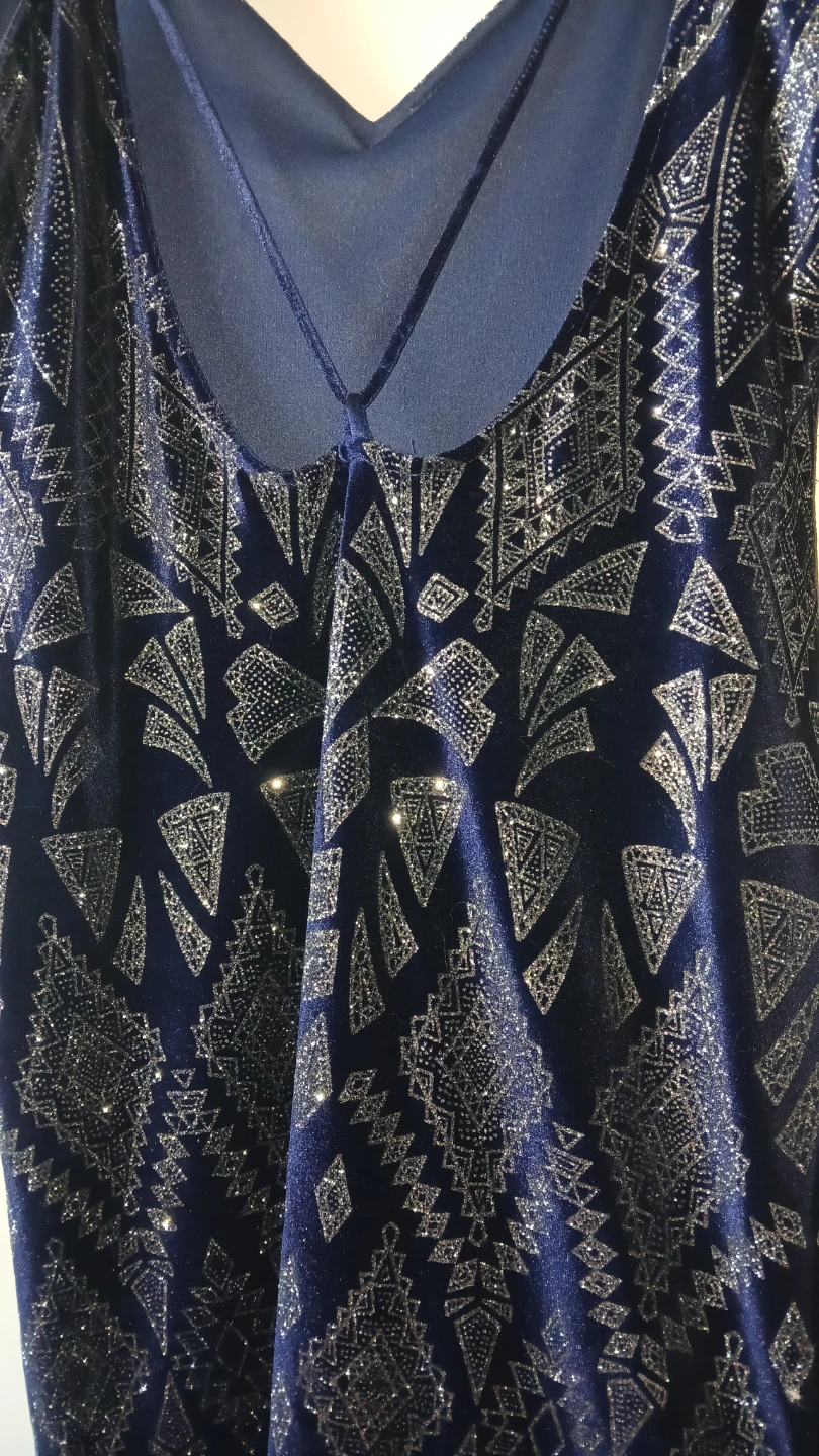 Navy Blue Glitter Pattern Maxi Dress - photo 4