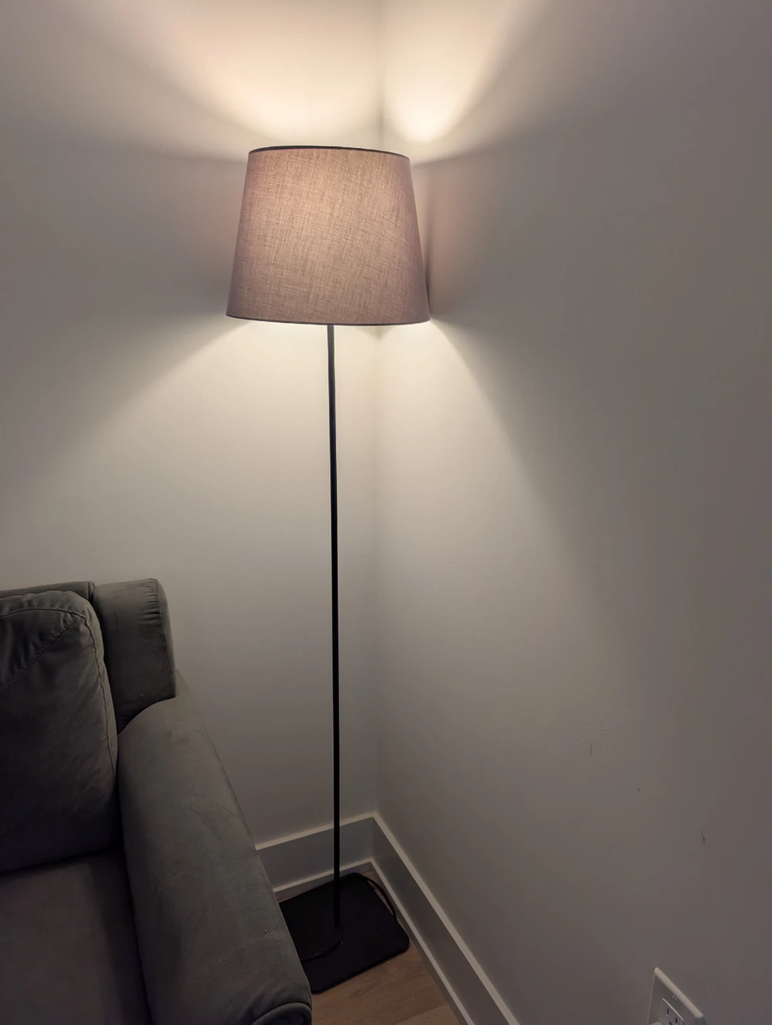 Grey Floor Lamp with Black Stand - photo 2