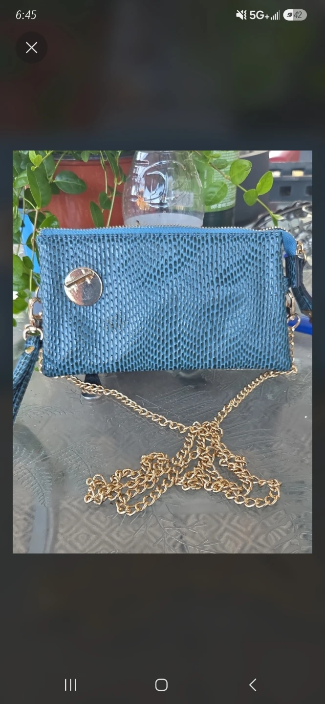 Olivia Miller Teal Snakeskin Crossbody & Wristlet Clutch