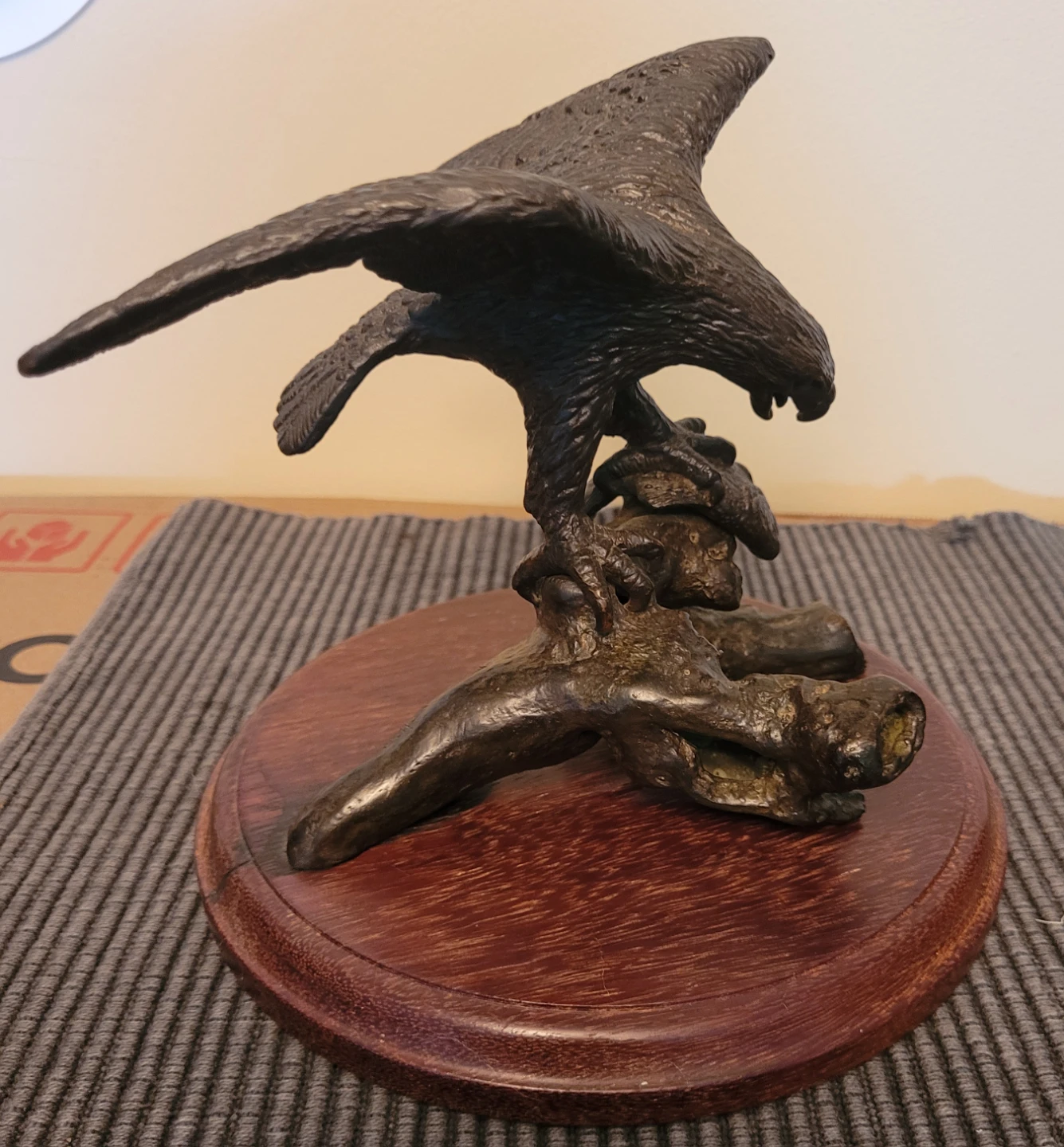 Bronze Eagle Sculpture on Wood Base by David Glazier. - photo 4