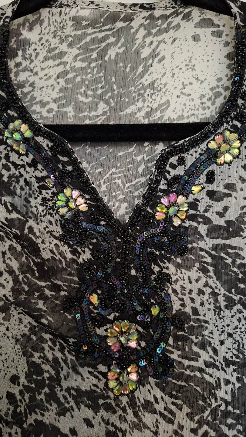 Sheer Black & White Animal Print Tunic Top - photo 2