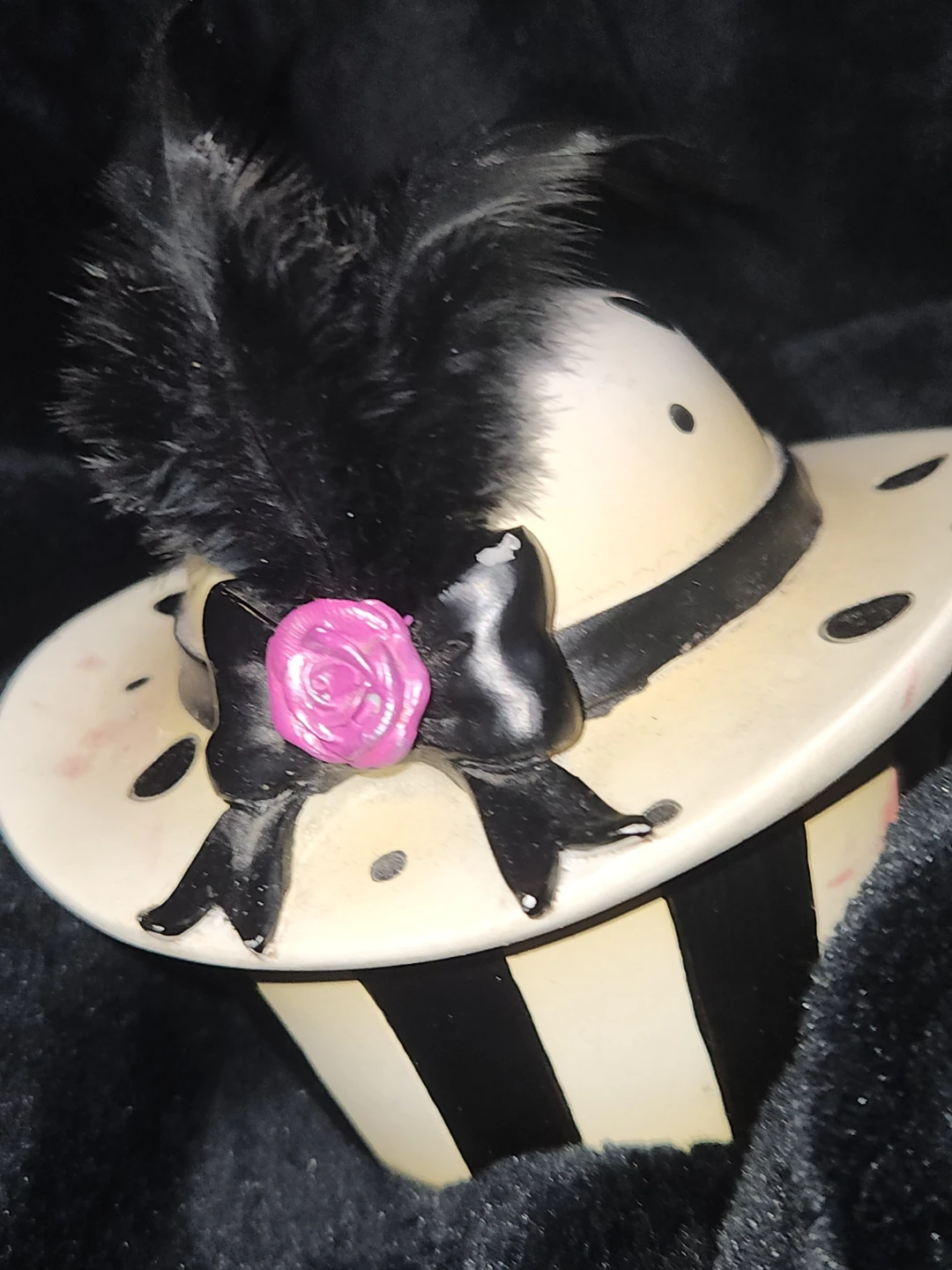 Decorative Trinket Box with Feather and Flower Accent