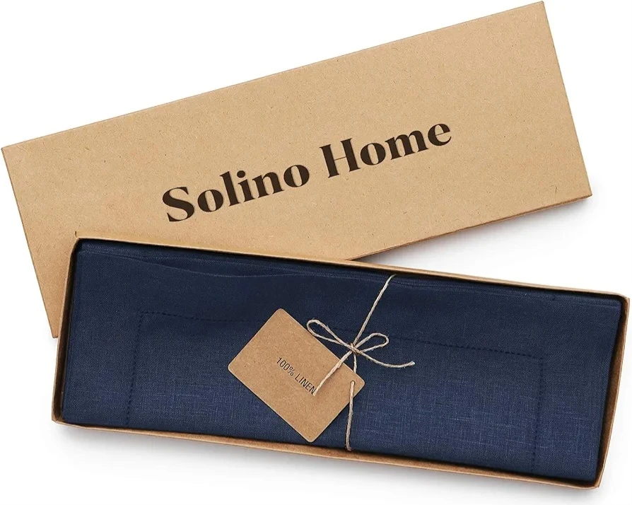 Solino Home Hemstitch Navy Blue Linen Placemats (Set of 4) - photo 2