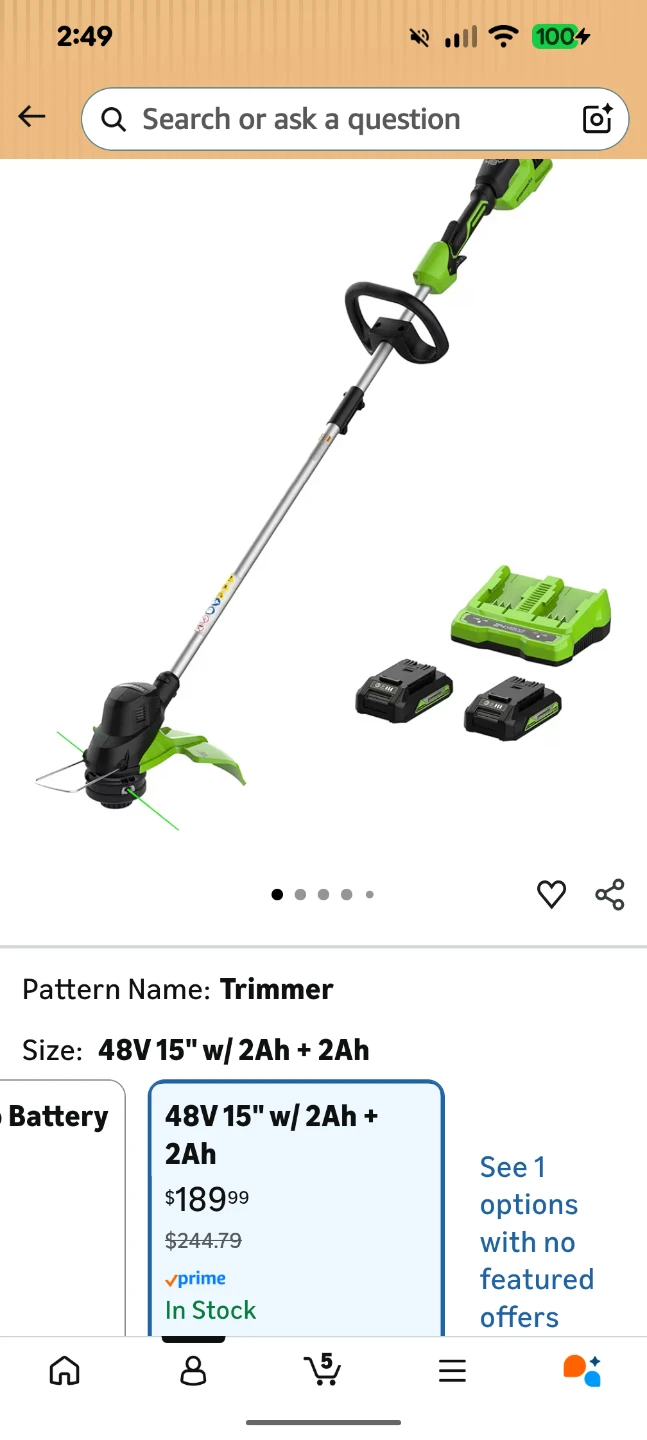 Greenworks 48v dual line 15 inch grass trimmer
