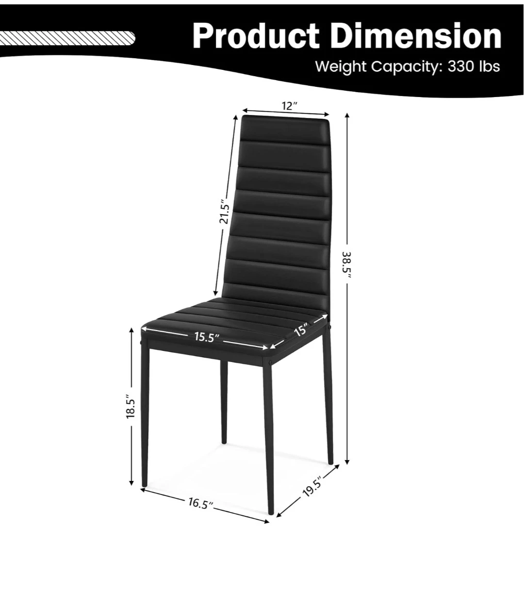 Black Glass Dining Table with 5 Chairs Set - photo 5