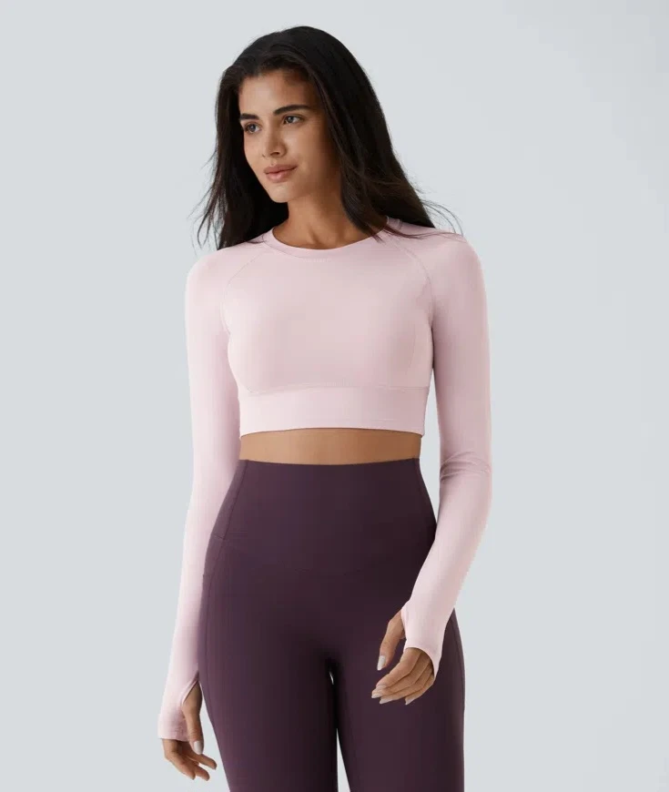 Halara Light Purple Long Sleeve Crop Top - Size XL