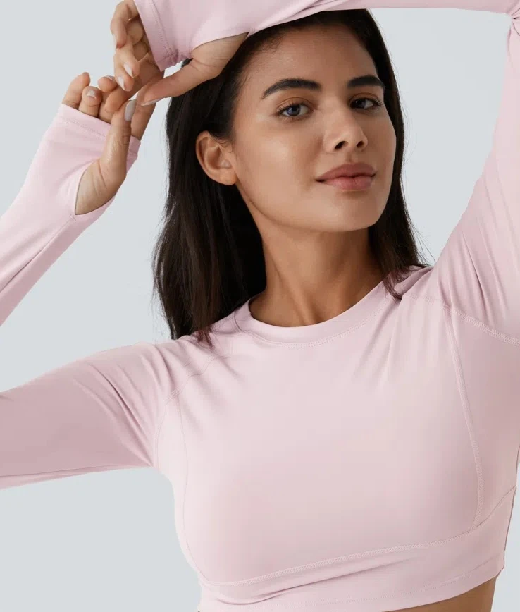 Halara Light Purple Long Sleeve Crop Top - Size XL - photo 2