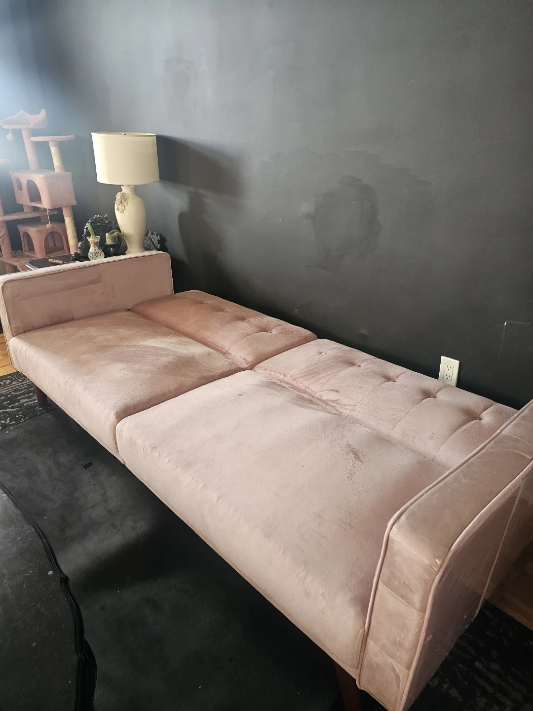 Pink Velvet Futon Sofa - photo 3