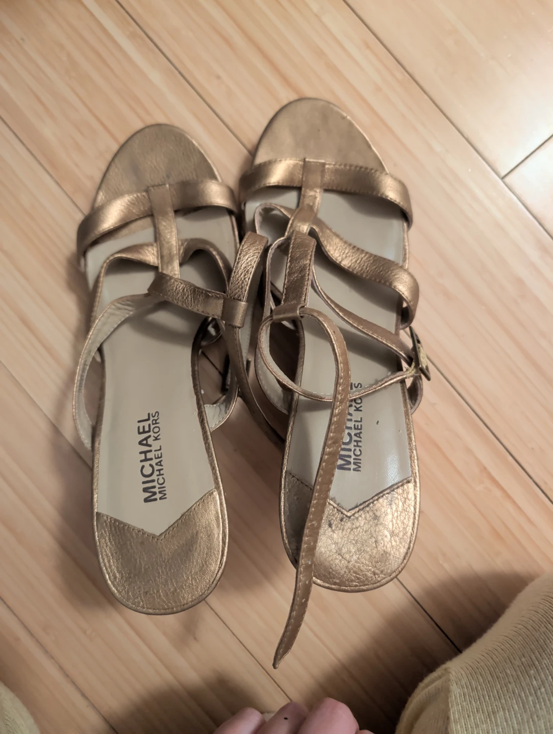 Michael Kors Gold Espadrille Wedge Sandals