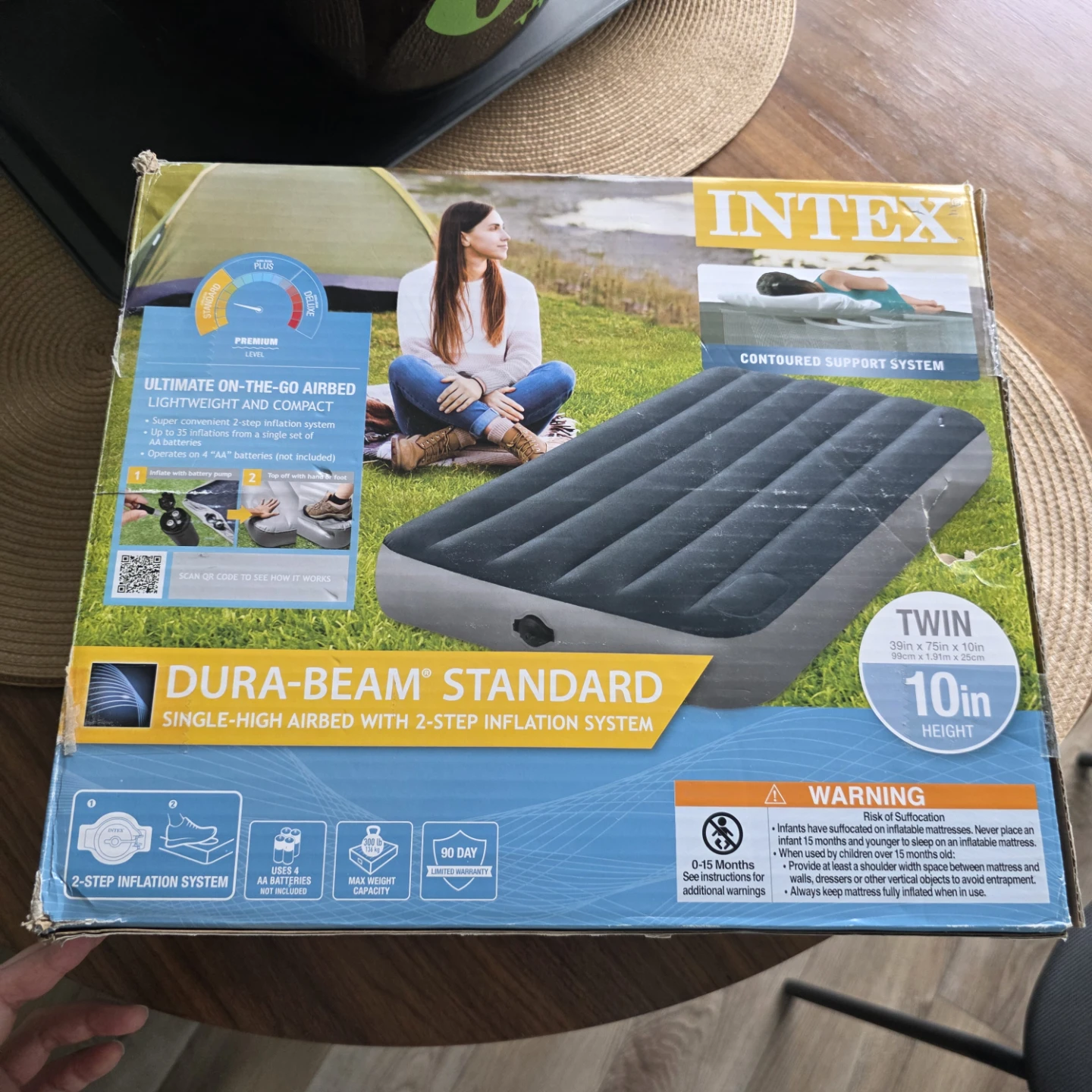 Intex Dura-Beam Standard Twin Airbed 10-inch Height