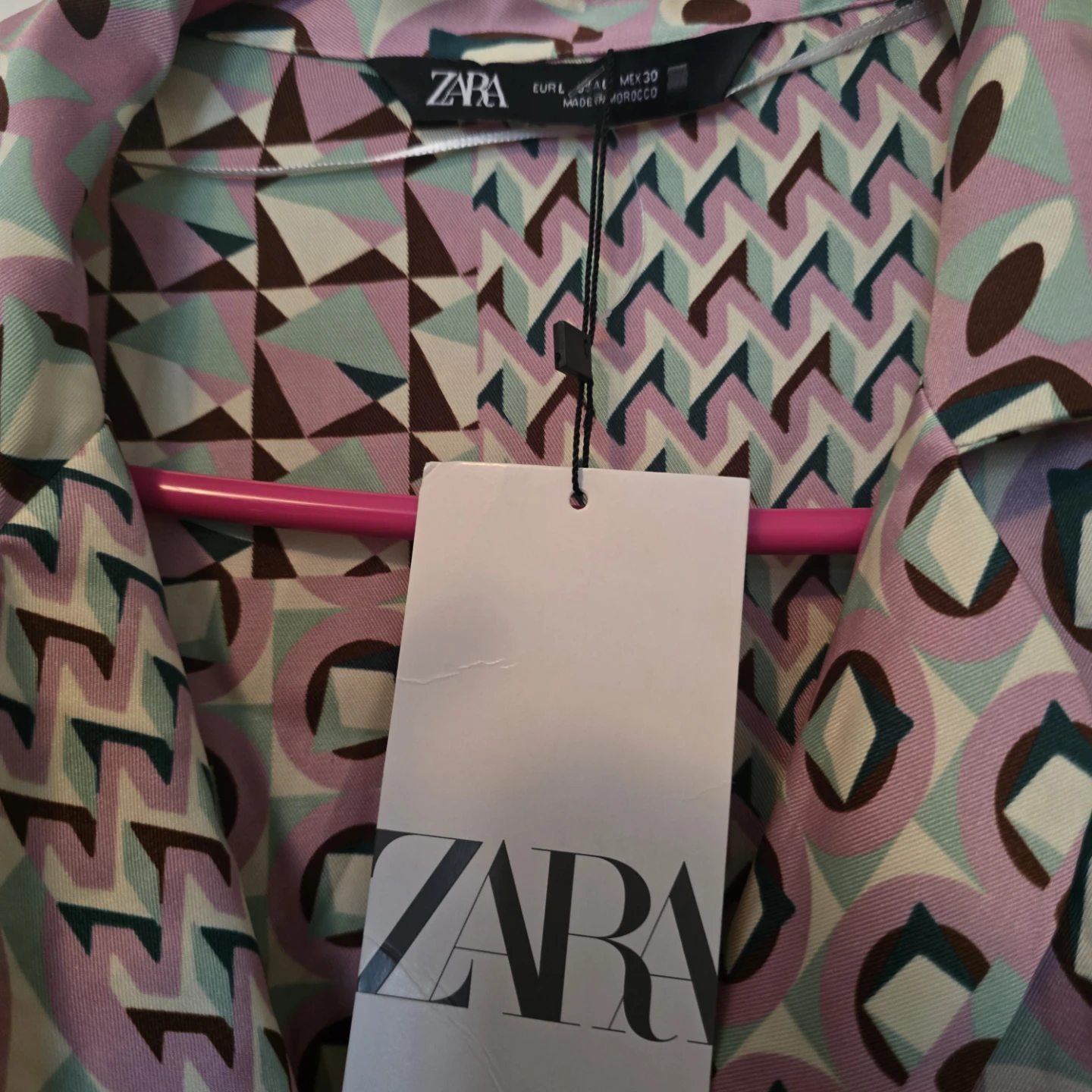 ZARA Women's Geometric Print Belted Blouse - photo 2