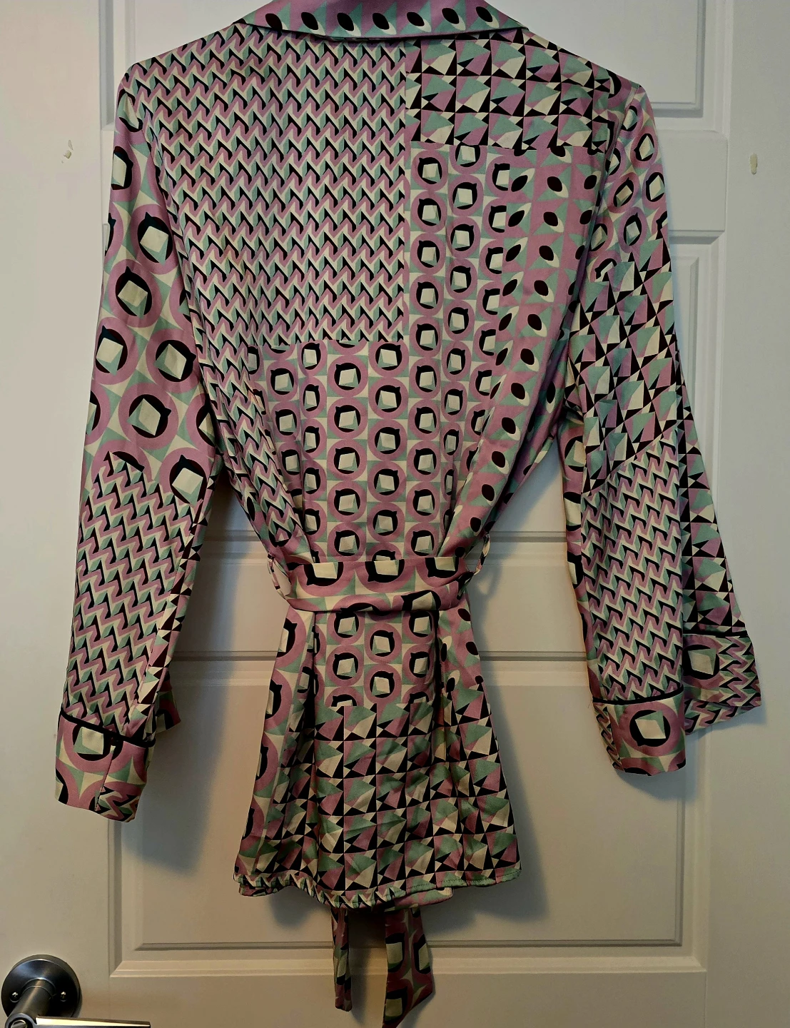 ZARA Women's Geometric Print Belted Blouse - photo 3
