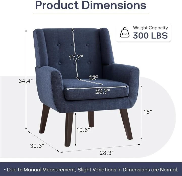 Blue Accent Chair with Button Tufting