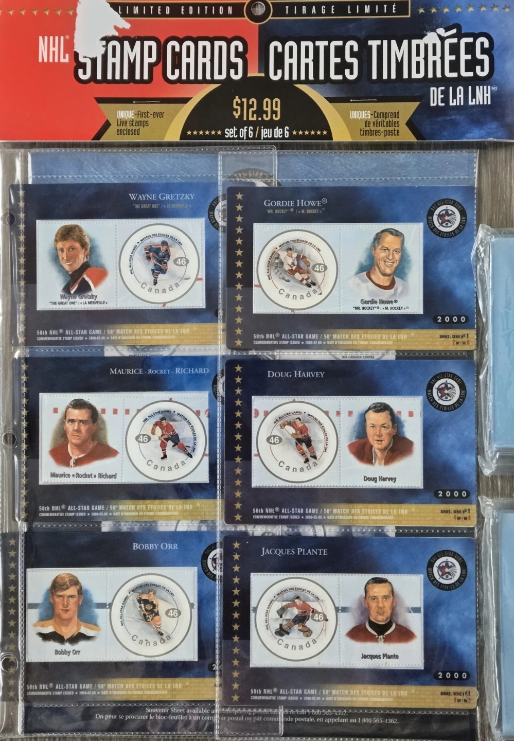NHL Collectable Lot, Bobby Orr, Howe, Gretzky Stamp Cards - photo 2