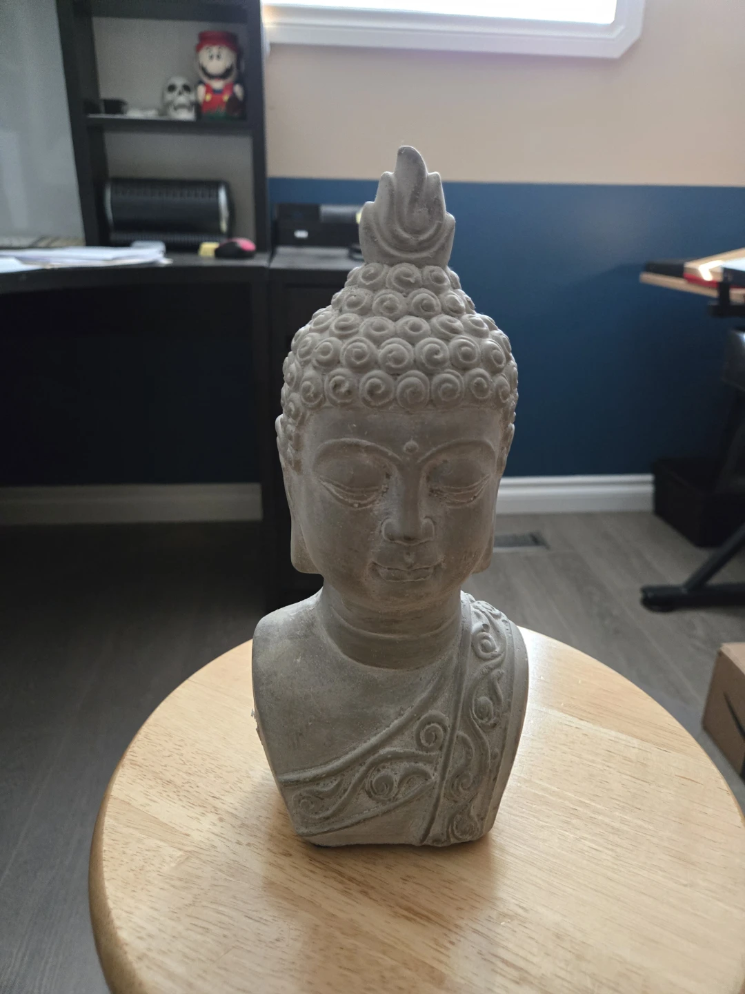 Stone Buddha Bust Sculpture