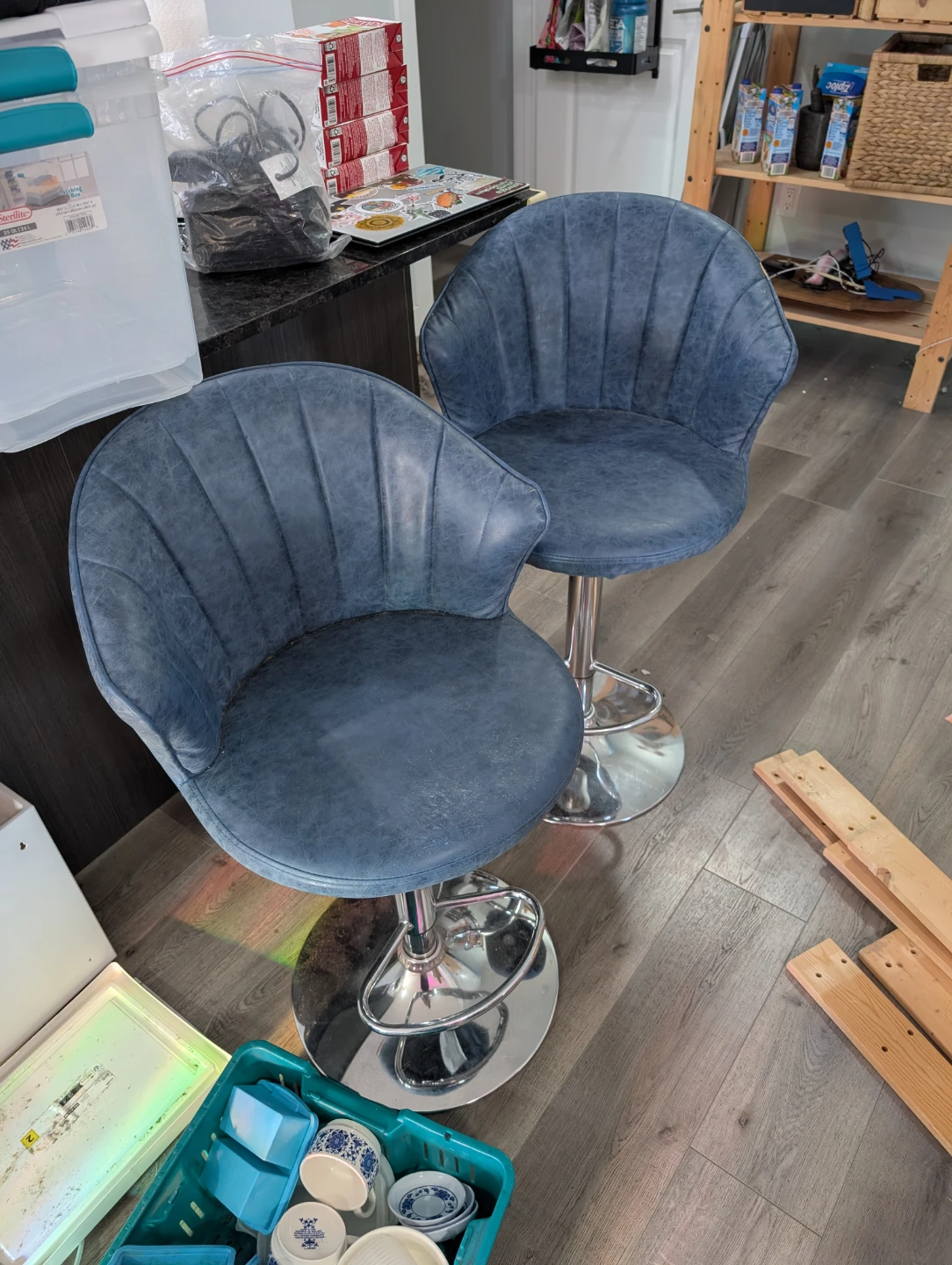 Blue Upholstered Bar Stools (Set of 2) $100 OBO