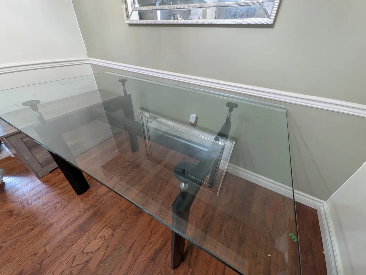 Glass Dining Table with Black Frame