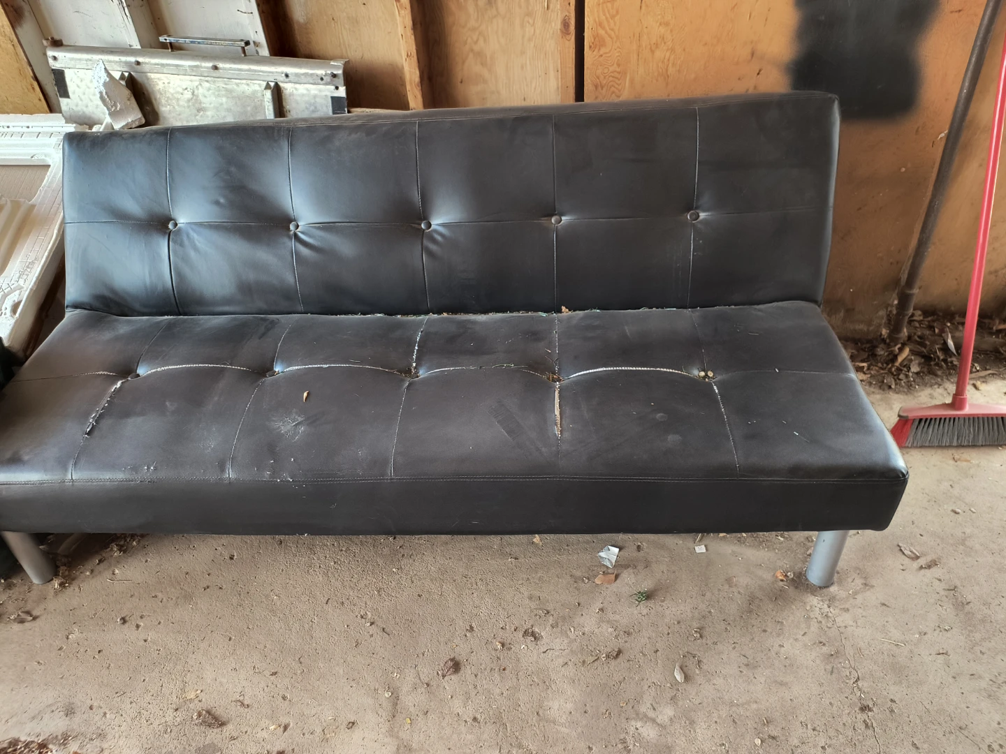 Black Faux Leather Futon Sofa Bed