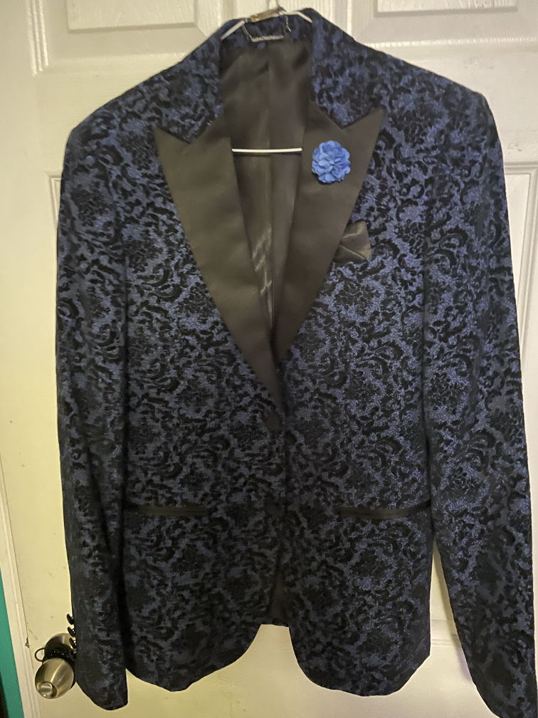 Men's Blue Jacquard Blazer
