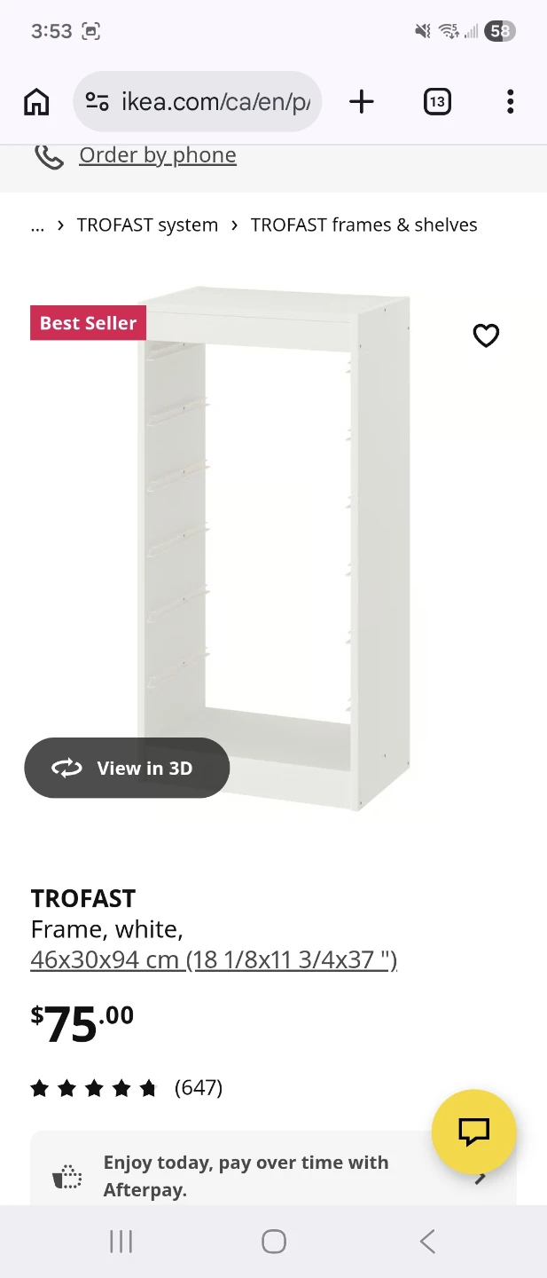 IKEA TROFAST White Storage Frame 46x30x94 cm