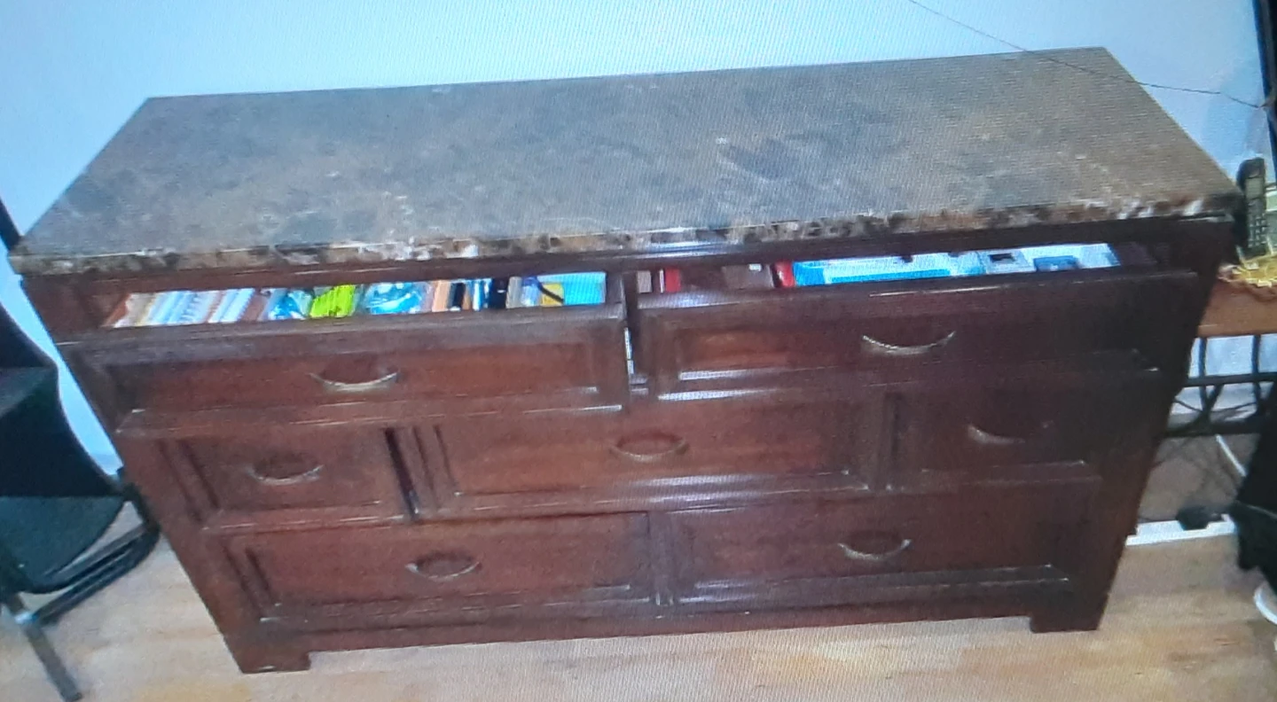 Dark Wood Dresser with Marble Top - photo 2