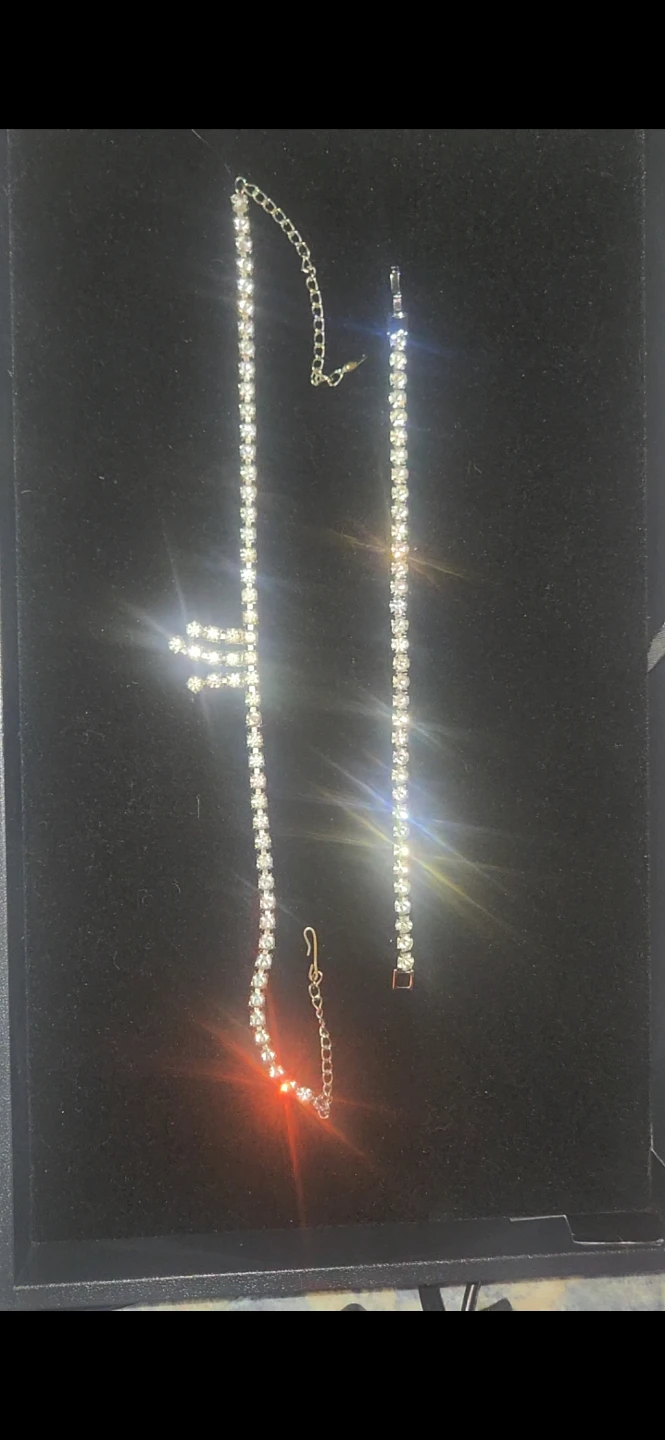 Vintage rhinestone Choker Necklace and Bracelet Set - photo 3