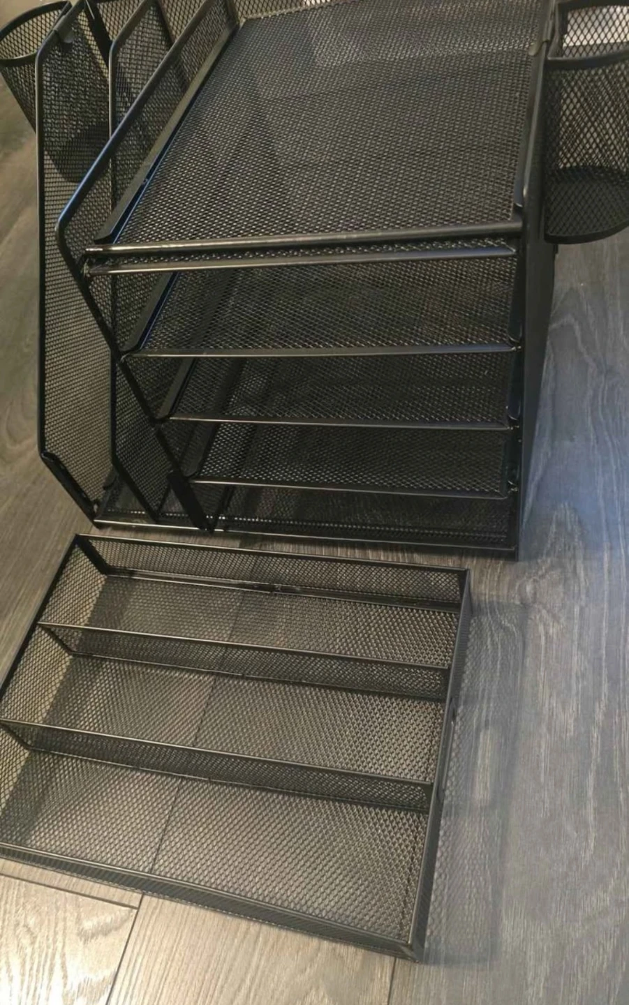 Black Mesh Desk Organizer with Trays