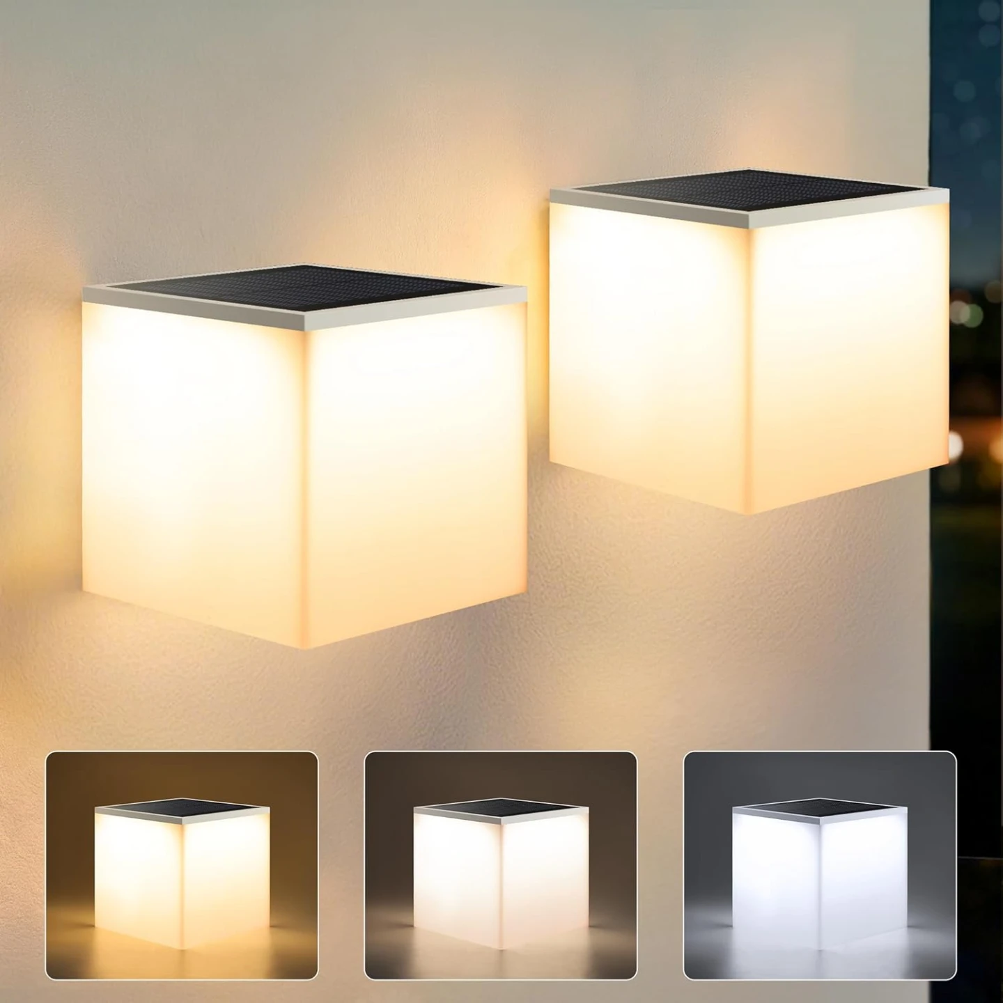 Solar Powered Cube Wall Light 2 pack