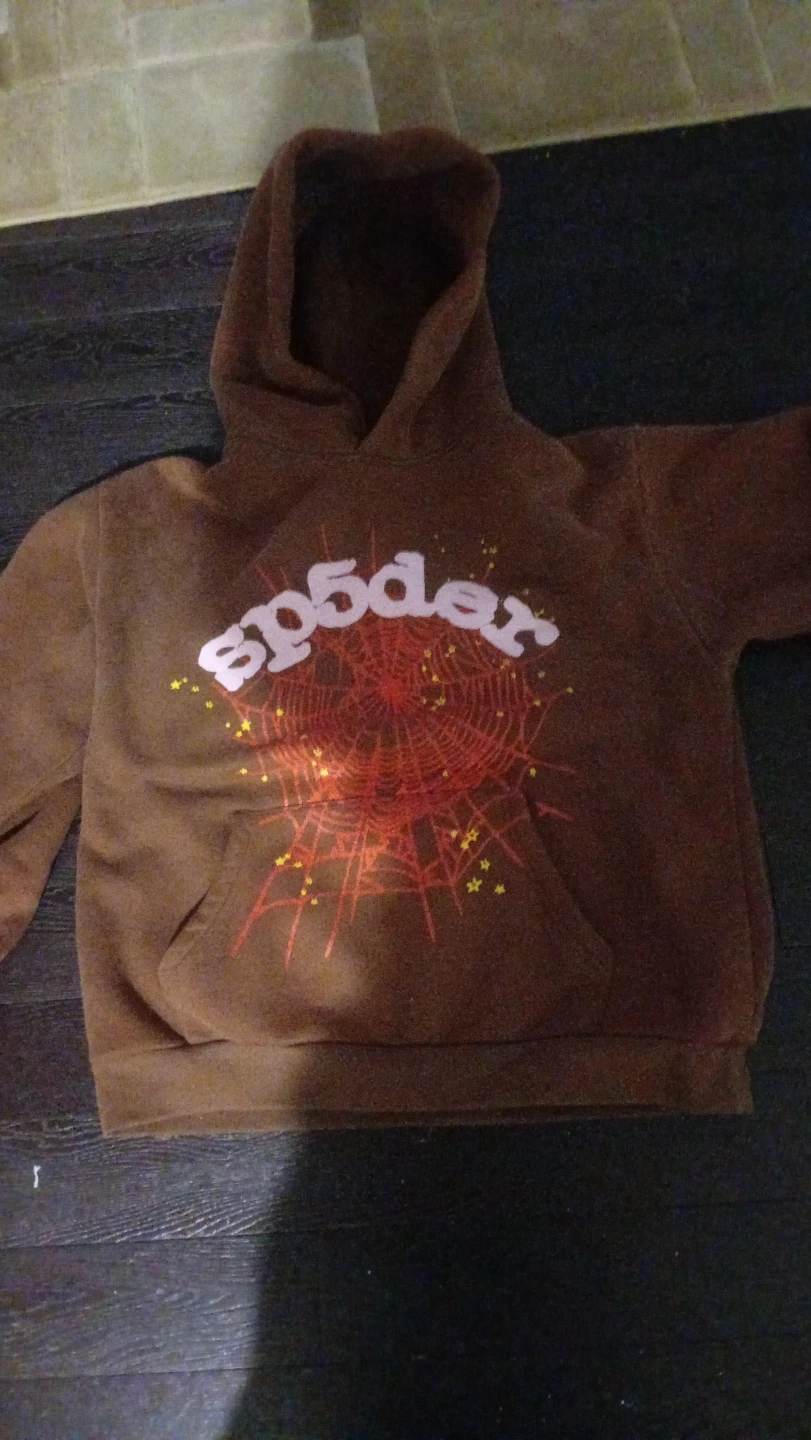 Sp5der Brown Spider Web Hoodie - Size L can fit M