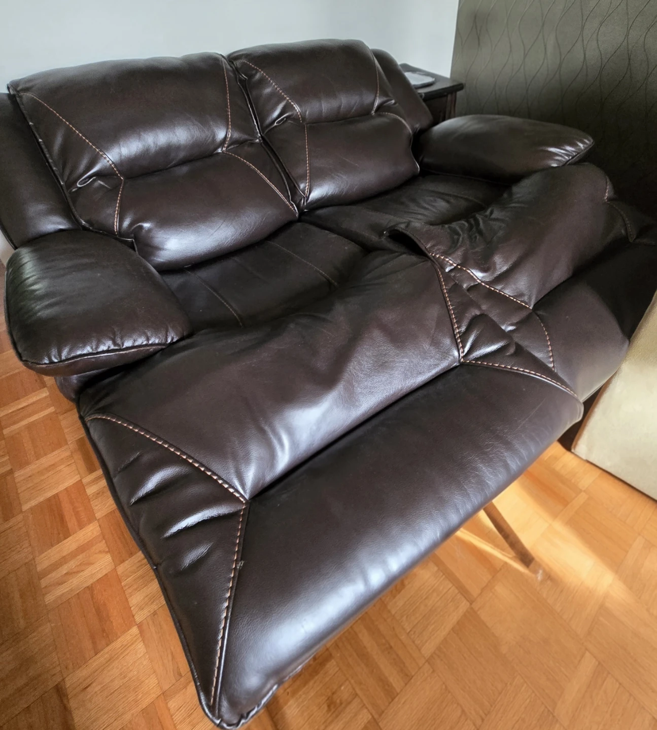 Dark Brown Faux Leather Recliner Chair - photo 2