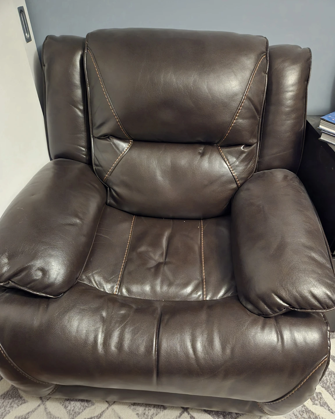 Dark Brown Faux Leather Recliner Chair - photo 3