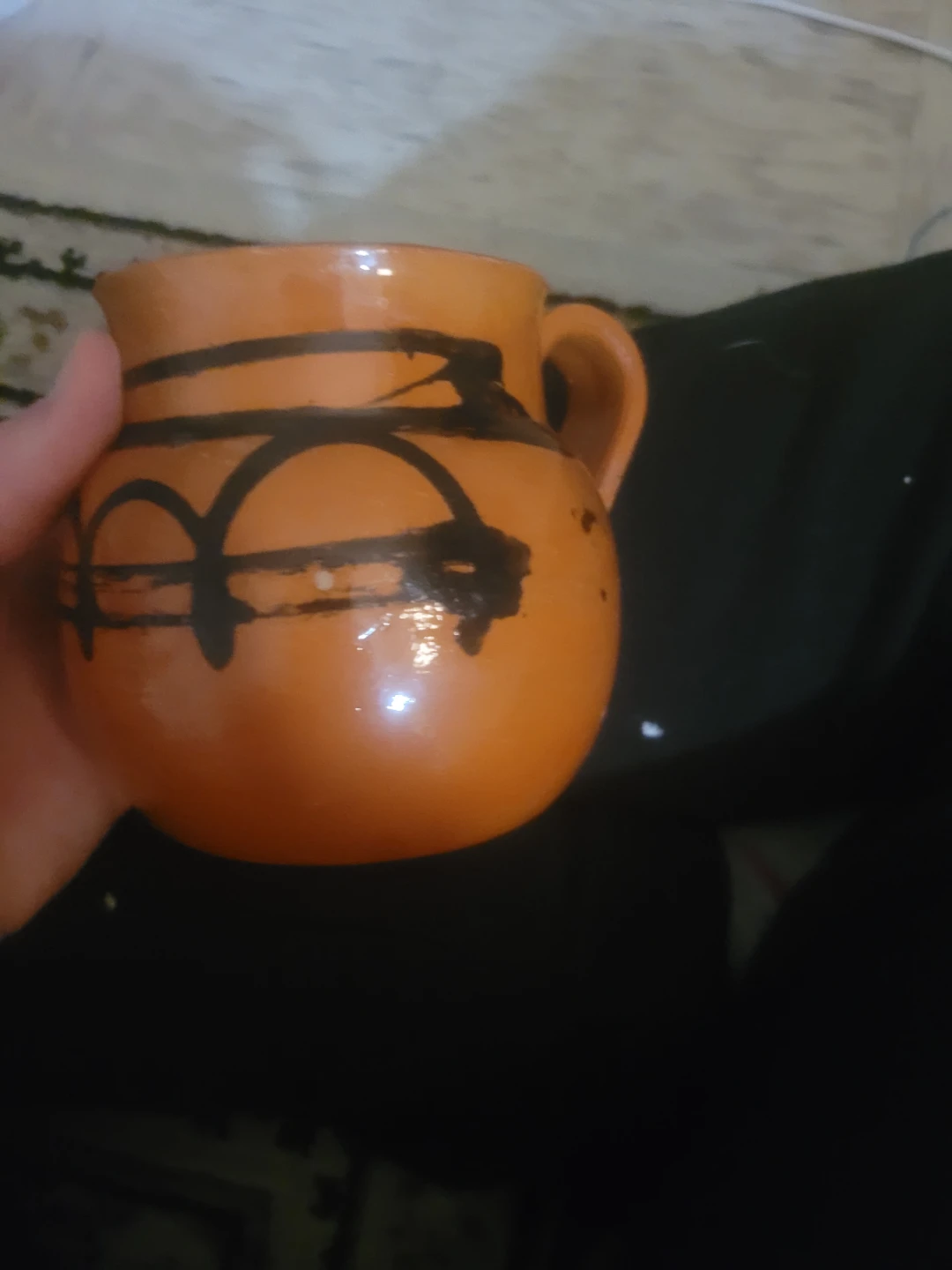 Orange Ceramic Mexican mug  with Black Design - photo 3