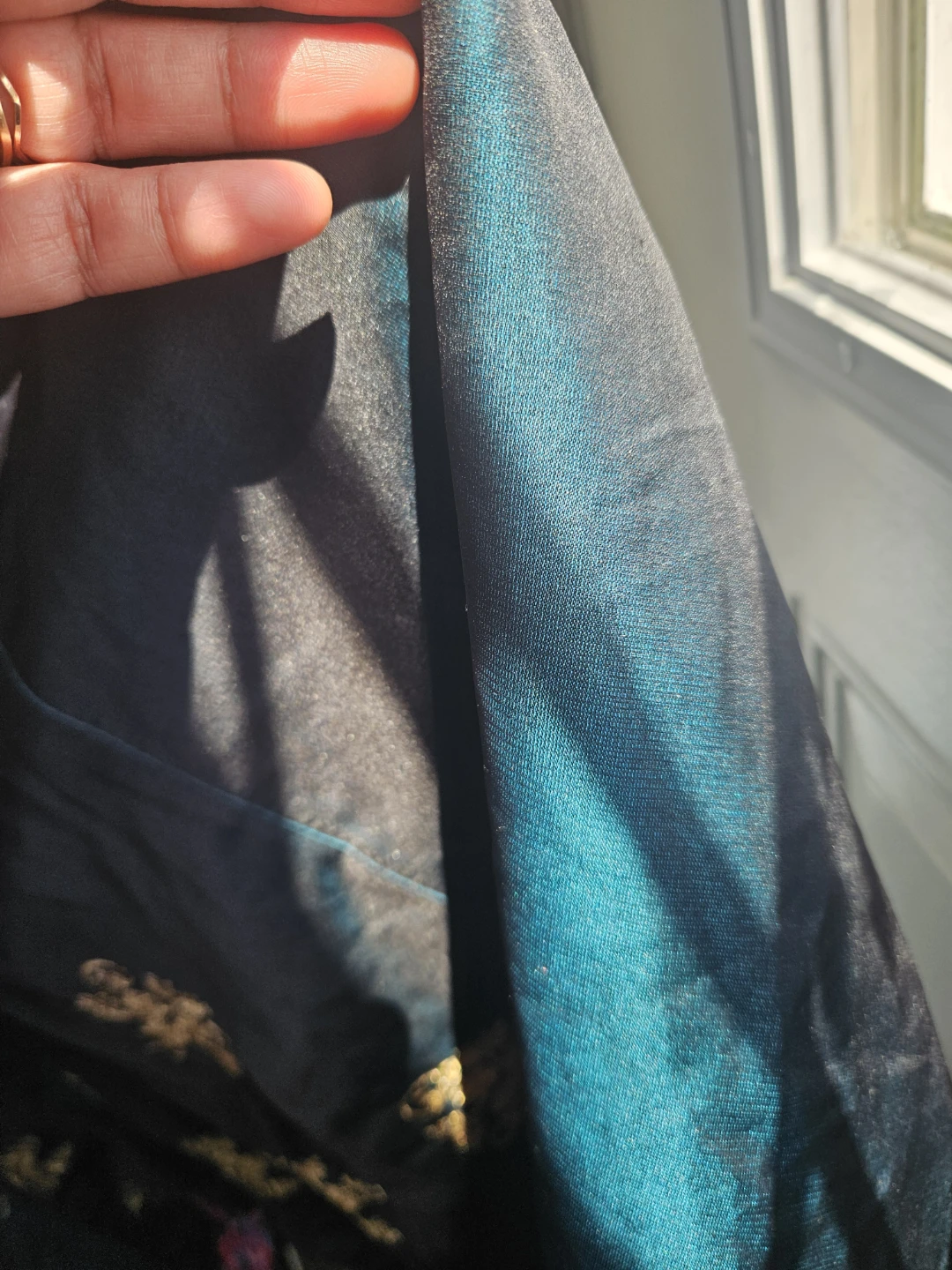 Elegant Teal Party Wear Dress – Gold Embroidery - photo 5