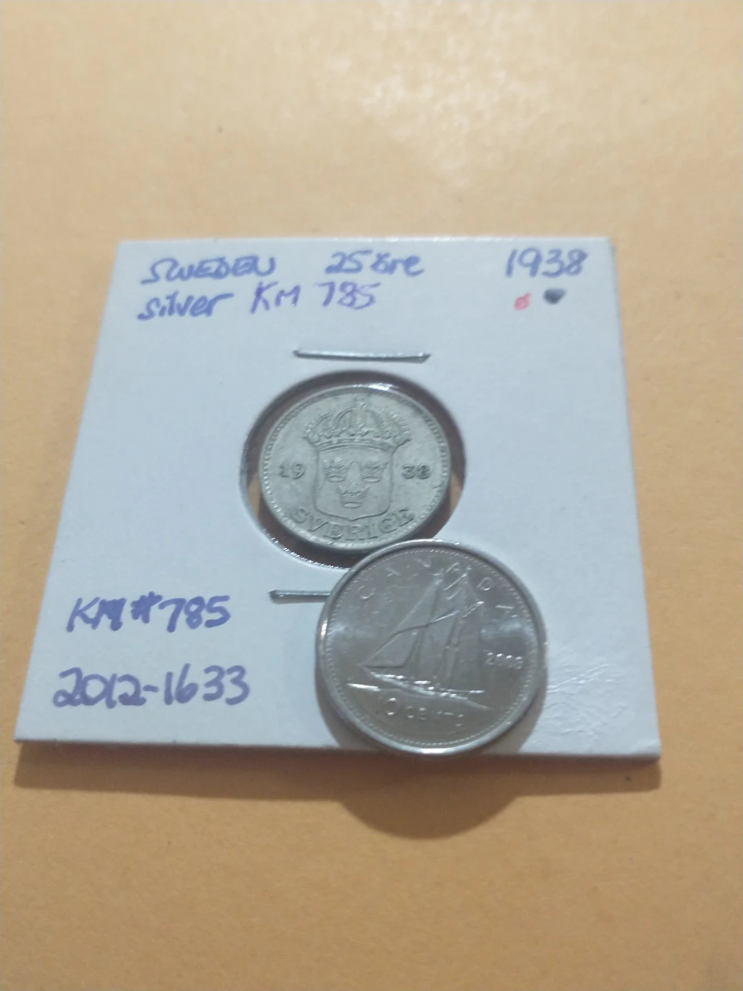 1938 Sweden Gustav V 25 Ore silver coin KM #785 - photo 2