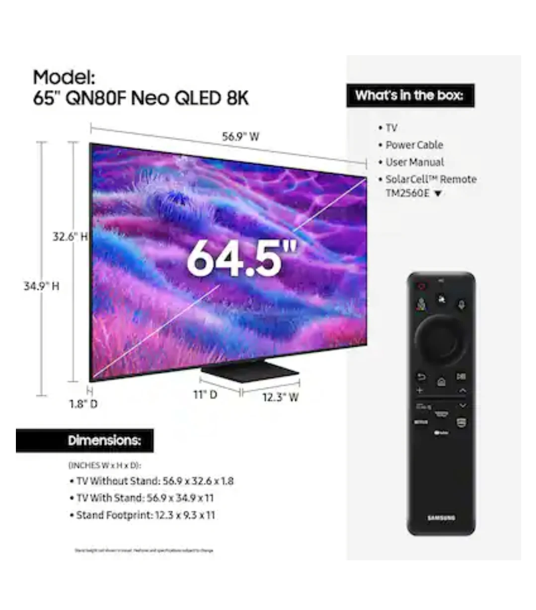 Samsung 65" QN80F Neo QLED 8K Smart TV - photo 3