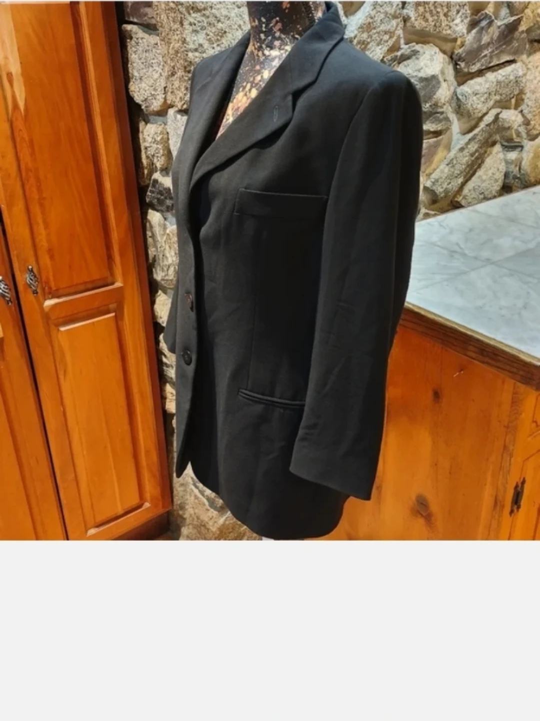 Giorgio Armani Blazer Suit Jacket 10 12 Black 3-POCKETS - photo 2
