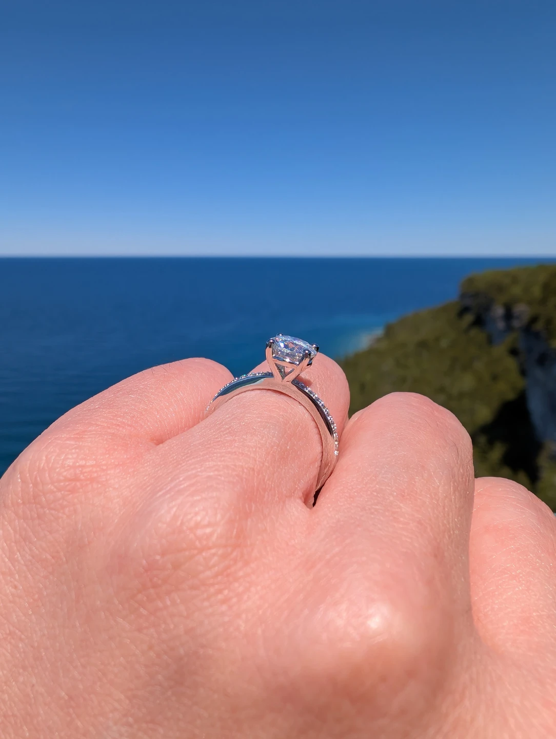 1ct Moissanite Engagement Ring w/ pavé band | multiple sizes - photo 3