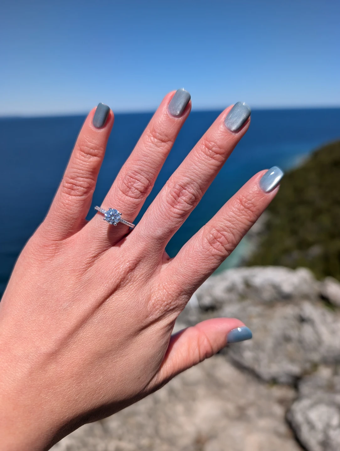 1ct Moissanite Engagement Ring w/ pavé band | multiple sizes - photo 5