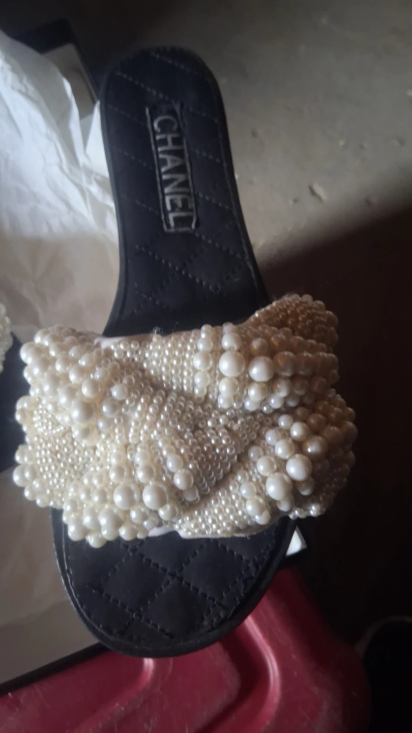CHANEL Pearl Embellished Slide Sandals - photo 4