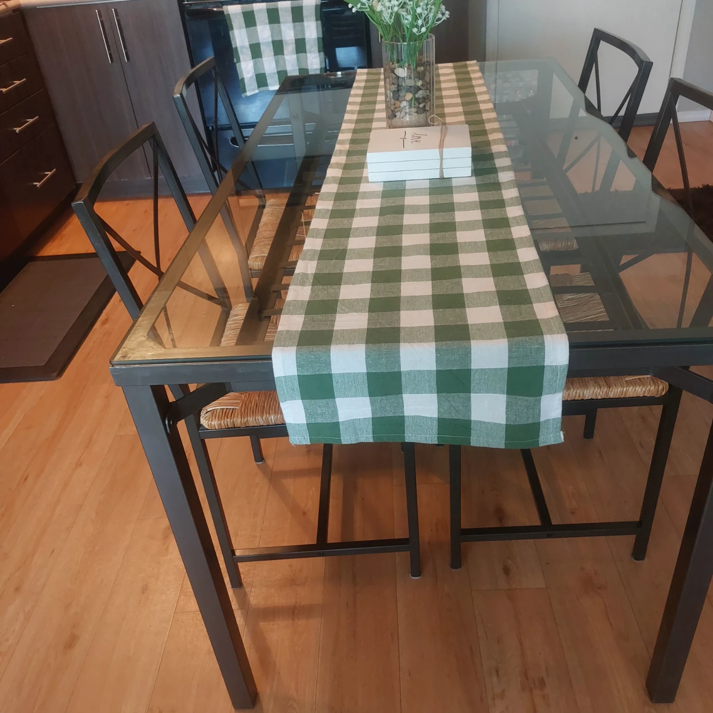 Glass Top Dining Table with 4 Chairs