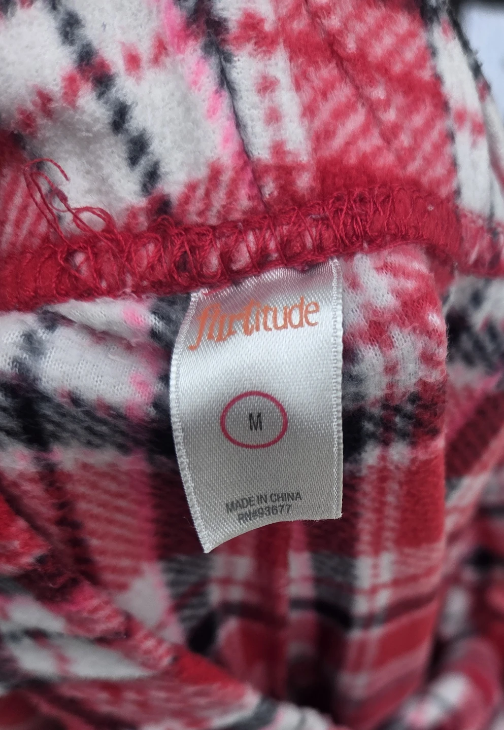 Flirtitude Plaid Fleece Pajama Pants - Red/Black/White - Size M - photo 3