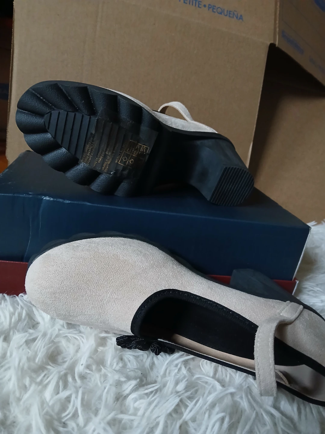 Cream Mary Jane Heels with Black Trim - photo 2