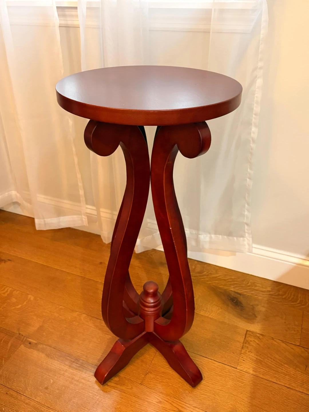 Red Wood Pedestal Plant Stand - photo 2