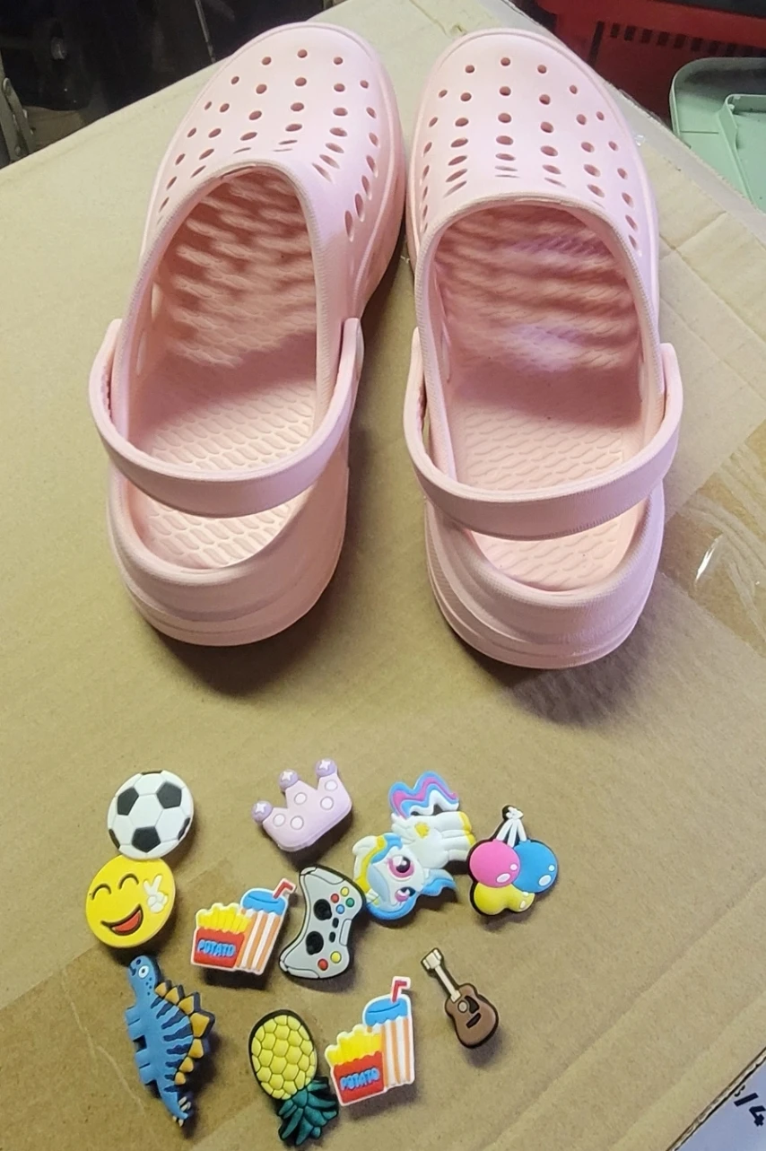 New Pink Kids Clog Shoes with Charms size 5
