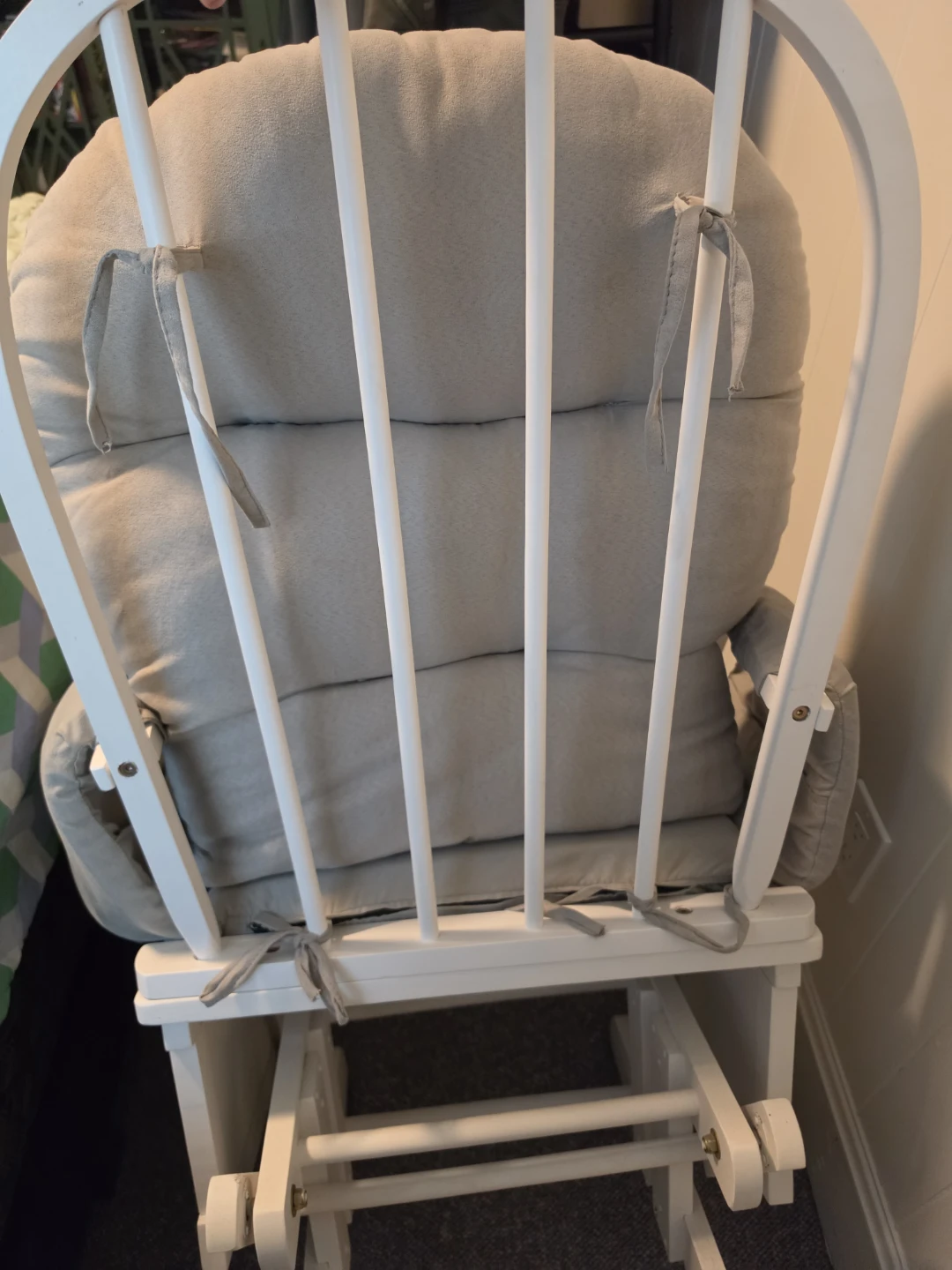 White Glider Rocking Chair with Grey Cushions - photo 3