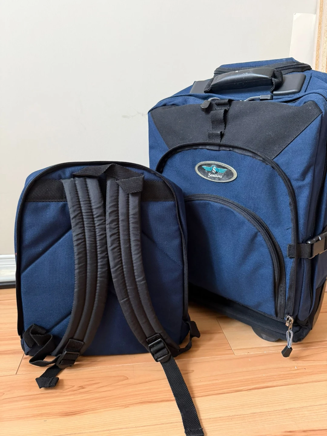 Samboro Blue Rolling Suitcase with Detachable Backpack - photo 2