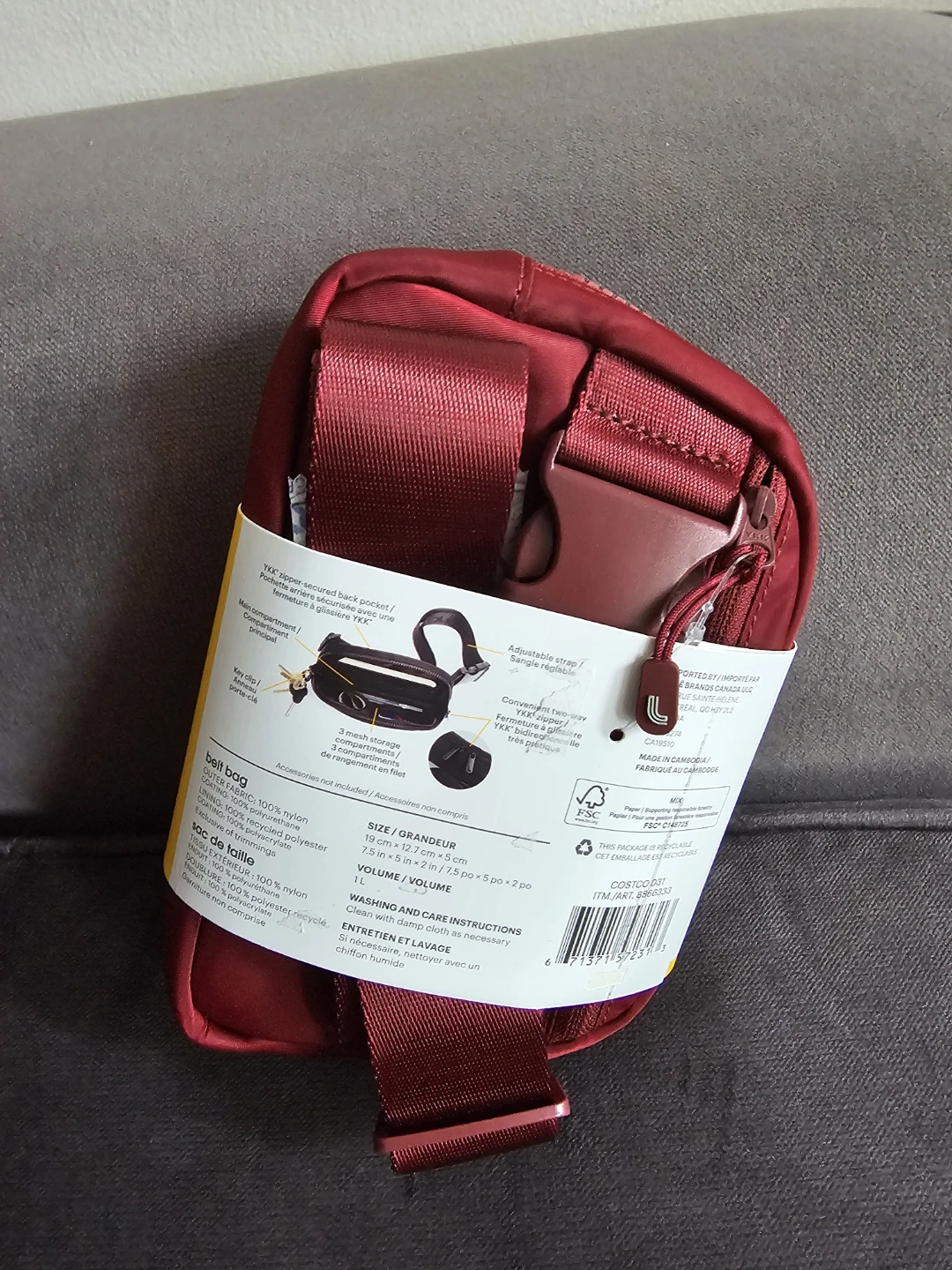 Lolë Unisex Belt Bag, Burgundy/Maroon/Red Wine - photo 2