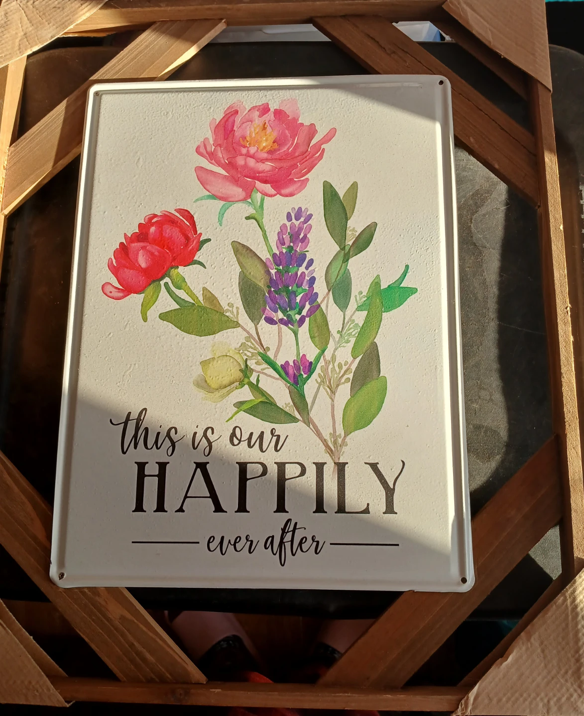 Happily Ever After Floral Metal Sign