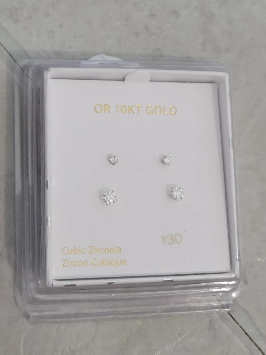 Set of 2 Cubic Zirconia Earrings in 10K Gold