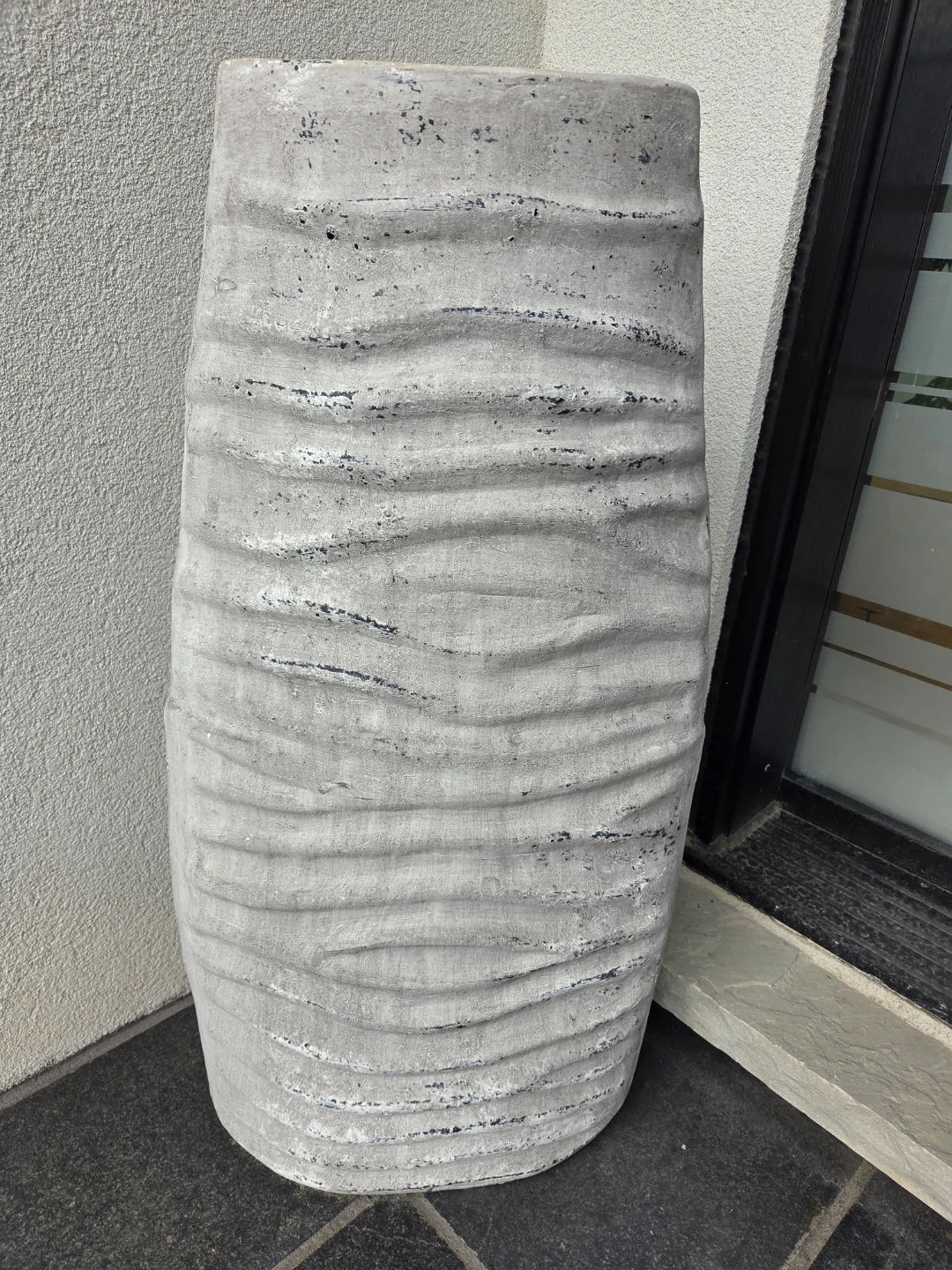 Large Grey Textured Tall Planter Pot